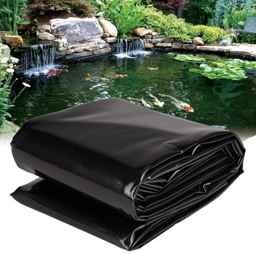 Fodera per laghetto durevole nera impermeabile membrana prefabbricata per laghetti da giardino per stagni di pesce Foglio in polietilene resistente, facile installazione resistente ai raggi UV