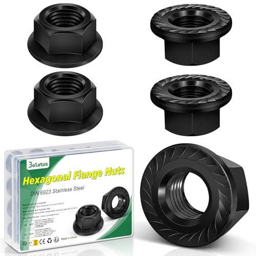 5 dadi esagonali a flangia M12, Bolatus DIN 6923 in acciaio inox con flangia e dentatura di blocco, dadi a flangia esagonale per riparazione auto, tubazioni, edifici industriali, ecc