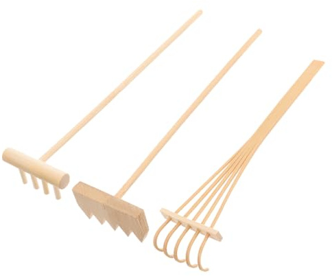 TOGEVAL 3 Pièces Kit de Râteaux Miniatures pour Jardin Zen Accessoires Feng Shui Décoratifs pour Maison et