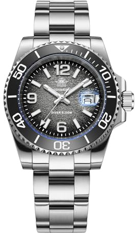 ADDIESDIVE Reloj de Buceo para Hombre 41mm Movimiento de Cuarzo 200M Resistente al Agua BGW9 Superluminova Bisel de Acero Inoxidable Esfera Analógica AD2513