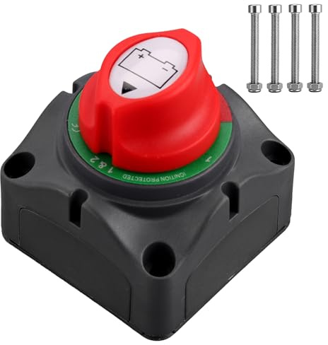 Justech Desconectador de Bateria 1-2-Both-Off,12-48V 200A,Interruptor de Batería para Camión, Barco, Caravana, RV, ATV, UTV