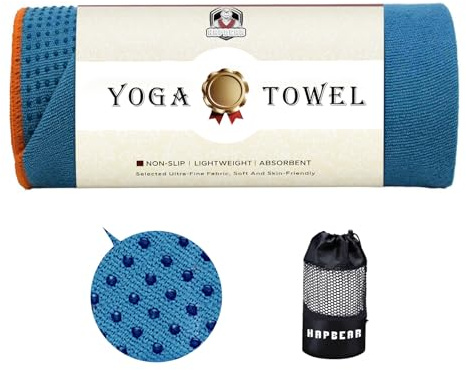 HAPBEAR Hot Yoga Towel - Non Slip Yoga Mat Towel with Grip Dot, Super-Absorbent, Soft Microfiber Towel for Hot Yoga, Pilates and Fitness