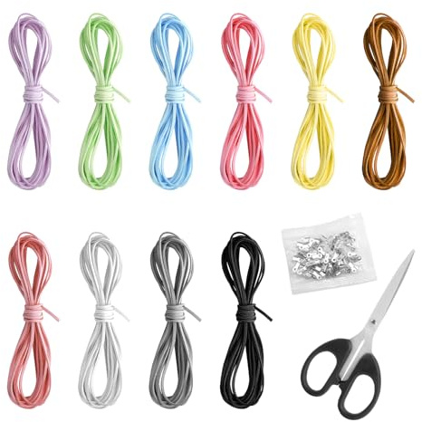 DIY Schmuck Zubehör Set, 10 Farben Lederschnur Faux Wildleder Seil Kordel Bastelset Schmuckherstellung Metall Clips Perfektes Bastelset für, Halskette, Armband, Geschenkideen, Schmuckherstellung