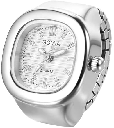 Lancardo Ringuhr Fingeruhr Elastische Damen: Rechteckige Analoge Quarzuhr Fingerringuhr mit Balkenskala Edelstahl Stretchband Ring Uhr Uhrenring Damenuhren Geschenke für Frauen Mädchen