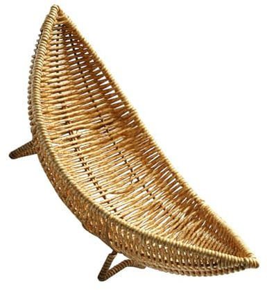 Healeved Cesta de Almacenamiento de Ratán Tejida a Mano en Forma de Barco Plato de Fruta Natural para Verduras y Huevos Cesta Multiusos para Cocina y Comedor Decoración Ecológica