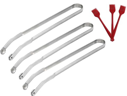 Buhdjfnke Pinze per Girare Salsicce,Pinze da Cucina, Pinze per Barbecue per Grigliare, Pinze per Grigliate per Salsicce, Pinze da Cucina con Manico Lungo C