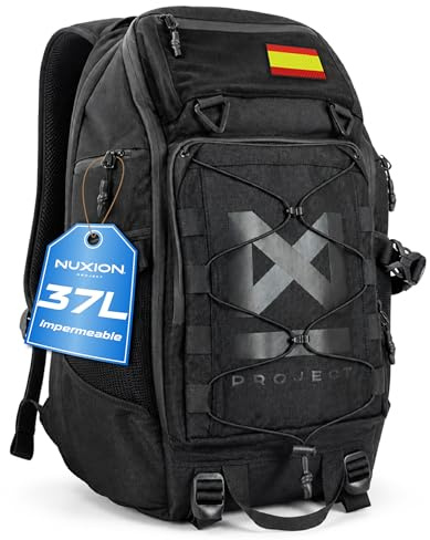 NUXION | Mochila Táctica 37L Impermeable y Resistente | Para Crossfit, Hyrox y Senderismo | Sistema MOLLE, +20 Compartimentos y Portátil 15,6 | Mochila Deportiva Unisex
