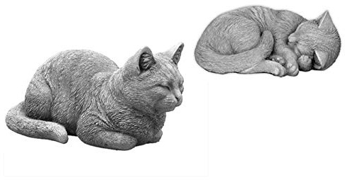 gartendekoparadies.de Offre spéciale Figures de Pierre Massive Chats Ensemble de décoration de pièce décoration de Jardin en Pierre reconstituée, résistant au Gel