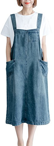 LaoZanA Donna Elegante Jeans Salopette Vestito Denim Gonna Overall Casual Jeans Abiti Tuta Denim Blu XL