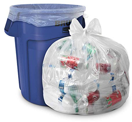 Lot de 100 sacs poubelle transparents de 100 litres – 10 x 10 m – 1,5 mL (équivalent) – Série CSR – Sacs poubelle industriels robustes transparents pour le recyclage, les entrepreneurs, le stockage,