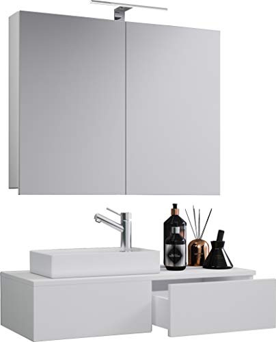 3-TLG Set | Waschplatz für Gäste WC | Gästebad | Waschtisch Toilette | Badmöbel Badezimmer Set - Gudas SC