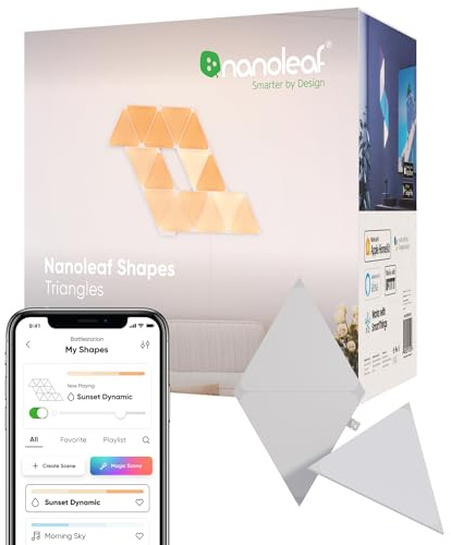 Nanoleaf Shapes Triangle Expansion Pack, 3 Additional Smart Light Panels LED RGBW - Modular Wi-Fi Colour Changing Wall Lights, Works with Alexa Google Assistant Apple Homekit, for Room Decor & Gaming | Compatible with Alexa Google Assistant, Home Wall Decor for Living Room with Music Sync, 16M+ Colours, Expansion Pack, White