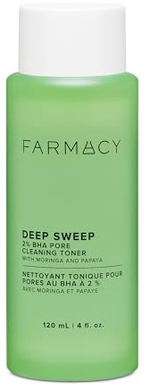Farmacy 2% Salicylic Acid Toner for Face - Deep Sweep BHA Liquid Exfoliant + Pore Cleaner - Controls Oil, Gently Exfoliates + Refines Pores - Skin Care for Combo, Oily + Blemish-Prone Skin - (120ml)