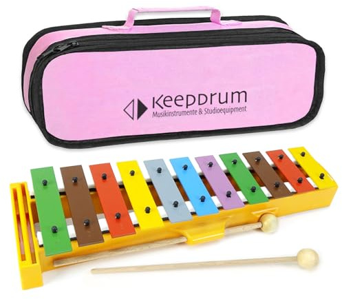 Sonor GS Glockenspiel Xylophon bunt 11 Töne, von c3 bis f4 + keepdrum Tasche Pink