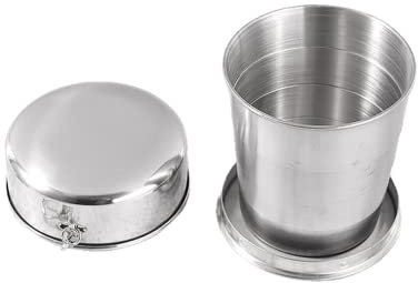Gtell Lot de 10 Tasses Gobelets Pliables en Acier Inoxydable avec Porte-clés - Pour le Camping - Pour la Randonnée - 25,4 cm