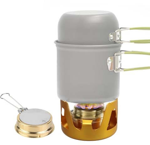 Réchaud à Alcool, Réchaud de Camping à Brûleur à Alcool Extérieur Mini (Or) | Table de Cuisson Portable Coupe Vent avec Couvercle de Réchaud Réchaud de Cuisson Ultra Léger pour Camping en Plein Air