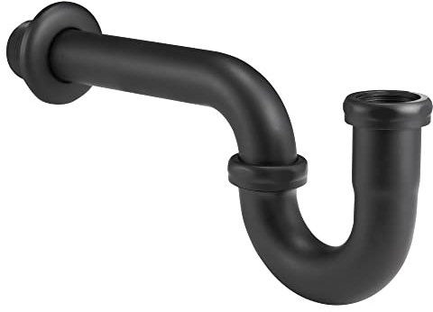 Sifone a P in ottone massiccio calibro 18, diametro esterno 3,8 cm, connettore tubolare in ottone resistente, tubo curvatura a J, kit decorativo per scarico del lavandino del bagno, con flangia e