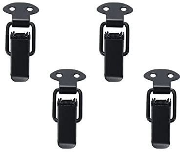 WDONAY 4 Pcs Spring Loaded Toggle Latches Stainless Steel Mini Buckle Latch Spring Lock Clasp Clamp Clip with Mounting Screws for Wooden Case Jewelry Box Toolboxes Luggage (Black)