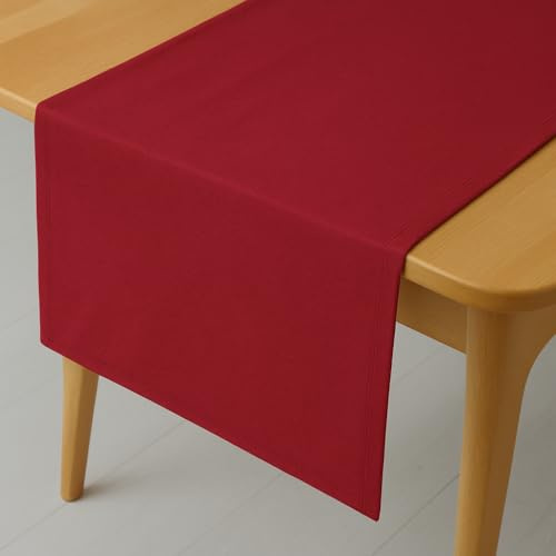 DecoHomeTextil Leinen Optik Tischläufer Läufer Eckig 40 x 140 cm Dunkelrot Abwaschbar Wasserabweisend Fleckschutz Pflegeleicht mit Saumrand