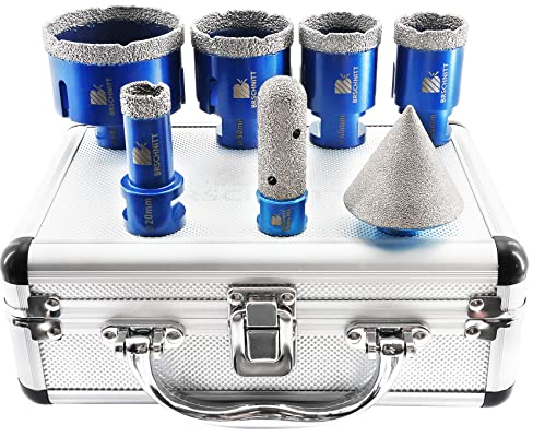 BRSCHNITT Set di punte diamantate per piastrelle, 20/35/40/50/68 mm, punte diamantate e frese diamantate da 20 mm, 50 mm