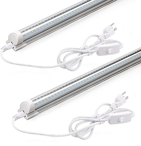 Barrina 2FT LED Shop Light, 4000K 20W 3000LM, Clear Cover Linkable Tube Lights, V Shape Integrated T8 LED Lighting, Ceiling Lights for Garage, Warehouse, Workshop, ETL Listed, 2 Packs