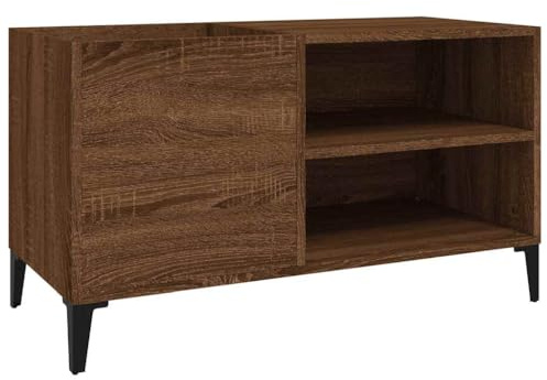vidaXL Mueble Discos Madera contrachapada Roble marrón 84,5x38x48 cm, Mueble para Tocadiscos, Armario de almacenaje de Discos, Mueble para Discos de Vinilo