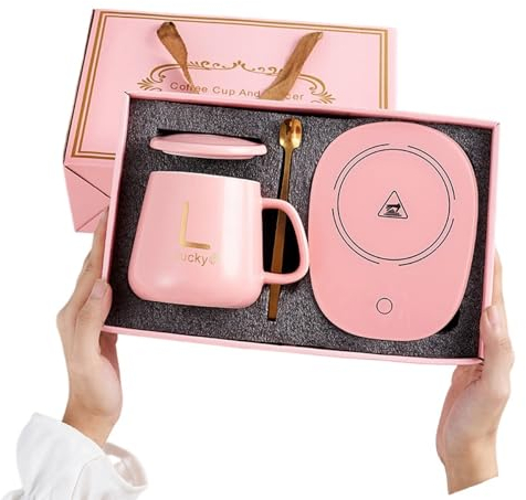MBETA Coffret Cadeau En Céramique De Tasse De Café De Température Constante De 55°C (Rose)