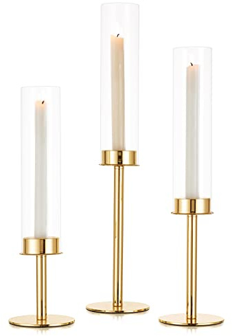 Sziqiqi Ljusstakar I Guld FöR BröLlop 48/42/36cm- 3 St HöGa Koniska Ljusstakar Dekorativa Ljusstakar Med Avtagbart Ljusstativ I Glas FöR Julbordets Mittpunkt