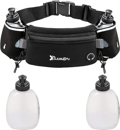 Löparbälte, multifunktionell midjeväska för sportvattenflaska, lämplig för maraton, höjdhoppning, cykling, bergsklättring och andra utomhussporter, unisex (svart),, Svart, Zoojoy