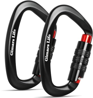Gimars 12KN Twist Locking Karabiner Schlüsselanhänger Karabinerhaken Carabiner Aluminium Schraubkarabiner für Camping, Angeln, Wandern oder Reisen (2 Stück)