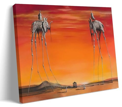 GAJUST Poster mit Elefanten Salvador Dali, surrealistisches Gemälde von spanischem Meistermaler, Elefanten, fantastischer A, Leinwanddruck, Kunstposter, Rahmen, 50 x 75 cm