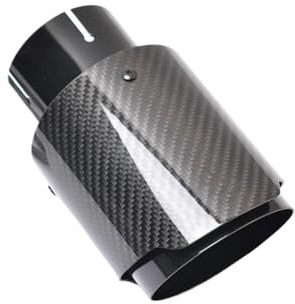 Tubo Escape Cola Tubo De Escape De Coche Punta Silenciador Acero Inoxidable Negro Extremo Trasero Carbono Sarga Brillante Recto 1 Ud. Silenciador Punta (Color : 63-76mm)
