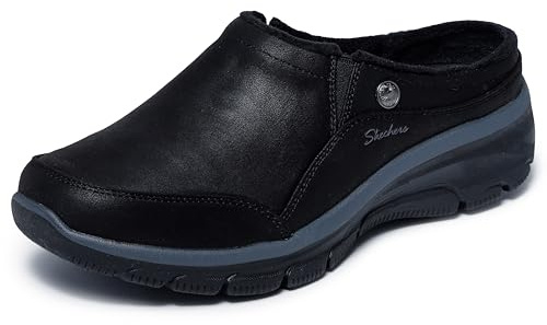 Skechers Women's Easy Going-Latte 2 Open Back Sneaker, Black, 8 Wide