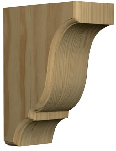 Pair of Full Blue Ridge Brackets in Knotty Pine, Two Wood Corbels for Shelves, Countertops, Mantels and Other Support, Unfinished and Sanded Wood Corbels and Brackets from Osborne Wood Products