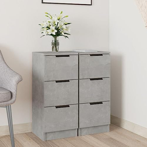 HETFTJN Sideboards 2 STK, Eckschrank Besenschrank Highboard Mehrzweckschrank Geeignet für Wohnzimmer Badezimmer Entrance Schlafzimmer Betongrau 30x30x70 cm Holzwerkstoff