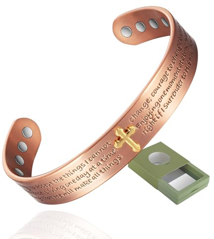 YINOX Bracelet en cuivre magnétique super puissant pour hommes et femmes, bracelet classique avec 8 aimants NdFeB surdimensionnés 6,5 pouces, 16,5 cm