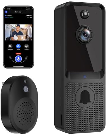 SUNNYJANE Smart Video Doorbell Camera Wireless, AI Human Detection and Instant Alerts, Night Vision, 2-Way Audio, Battery Powered, Cloud Storage, 2.4G WiFi, Home Security System