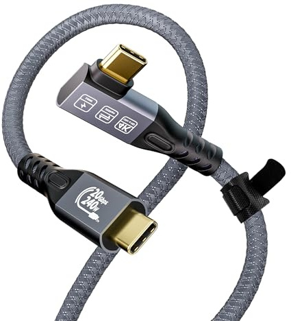 MOPOCHG 240W USB C auf USB C Kabel 2M, 90 Grad PD3.1 Schnellladekabel USB 3.2 Gen2×2 Typ C Ladekabel, 20 Gbps 4K@60Hz Videoübertragung für Thunderbolt 3/4, Laptop, Mobiltelefon, LG, USB-C-Geräte