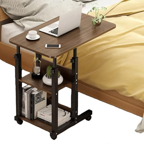 Beistelltisch, C-Form, Laptoptisch, Kleiner Sofatisch, Krankenhaus Bett Tabelle Rolling Tray mit Lagerung, Mobile Computer-Schreibtisch Laptop Tisch für den Heimgebrauch(A)