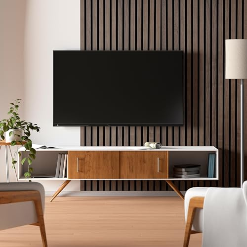 Home Treats Wall Panel Wood Slat | Decorative Wooden Panelling 3D Slatted Acoustic Sound Absorbing Ceiling or Wall Slats (Walnut, 240 x 60cm (2 Pack))