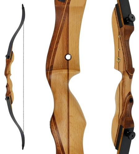 Drake Alabaster Junior Recurvebogen für Kinder und Jugendliche, 3-teilig, 6-10 und 8-14 Jahre, Fiberglas-Wurfarme, Echtholz-Mittelstück, Jugendbogen, Kinderbogen (8-14 Jahre / 14 lbs, Rechte Hand)