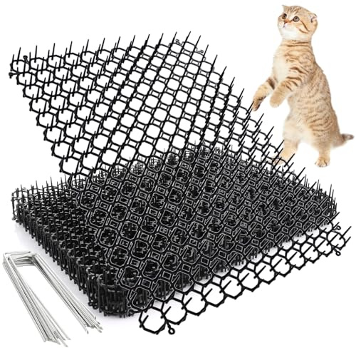 YAYODS Katzenkratzmatte mit Spikes, 30 x 40 cm, 12 Stück, Schwarz | Anti Katze Spikes Matten, Kunststoff Katzenschreck Spikes für Garten Zaun Outdoor, Haustier Abschreckung Spikes Matte für