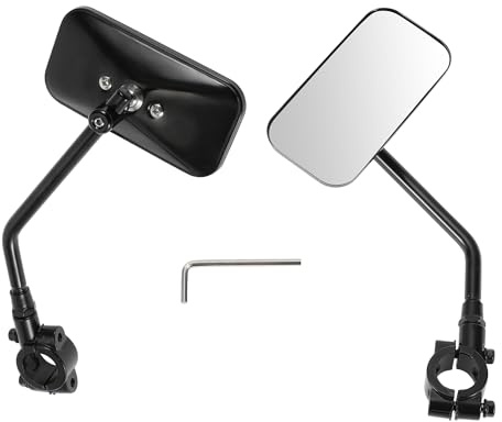 VekAuto Specchietti Retrovisori Universali Regolabili per Moto 1 Set Nero | Vetro Bianco, 11.5X5.9Cm, M10X1.25, 21Mm, Regolabile A 360°, Angolo Cieco, Vista Laterale, Per Harley, Per Yamaha, Per Honda