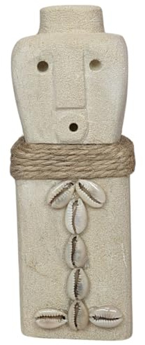 Villa Métisse Statuette Ethnique en Pierre & Coquillages Cauris 15cm | Artisanat de Sumba