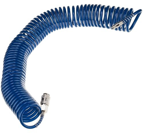 STIX Tuyau air comprime spiral 10m PE 5x8 mm pour outils pneumatiques avec raccord rapide pour garage et atelier