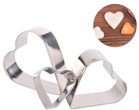 CLISPEED 3piezas Cortadores Galletas Corazón Acero Inoxidable Molde Hornear Pasteles Decoración Diy Cortador Pastelería Fácil Limpiar Molde Acero Para Galletas y Chocolate