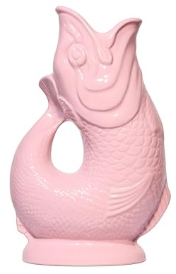Gluckigluck Karaffe XL Babyrosa – 1,2 l – Original Gluggle Jug aus England – Wasserkrug mit Glucker-Geräusch – Handgefertigt und glänzend – Kult-Krug als Vase oder Dekanter