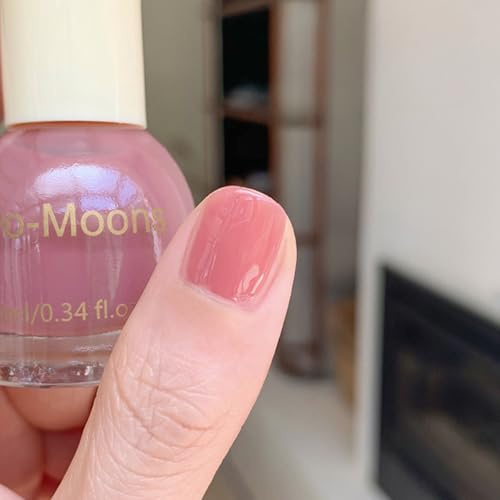Jelly Nail Polish - Sheer Pink Nail Polish - Translucent Peach Pink Nail Varnish Quick Dry - Natural Nail polish Long Last Breathable Nails Polish No Chip No UV Bake for Women Girls DIY Manicure
