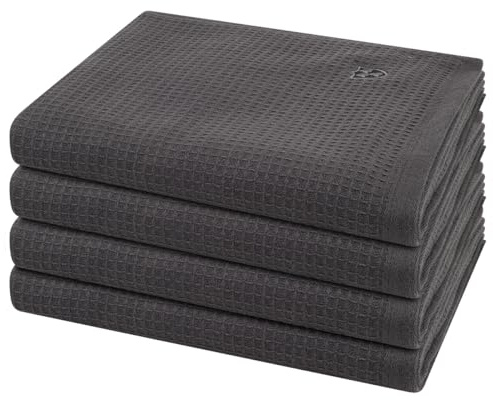 Ross - 4 teiliges Frottier-Set - Pique (4 X Handtuch im Set) - 520 g/m2 - Baumwolle - Pique - saugstark - weich und flauschig - Anthrazit