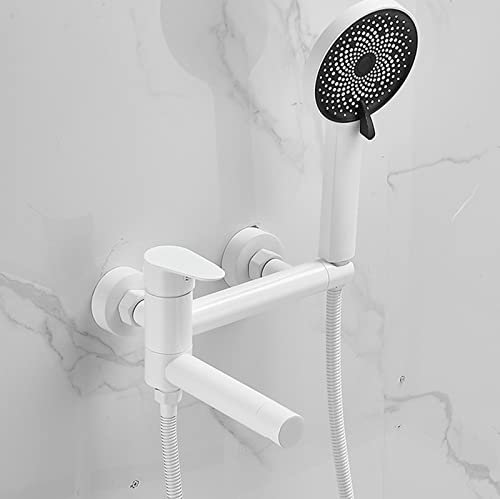 Robinetterie de Baignoire avec mitigeur tatic, Ensemble de mitigeur de Douche Mural pour Baignoire, Blanc